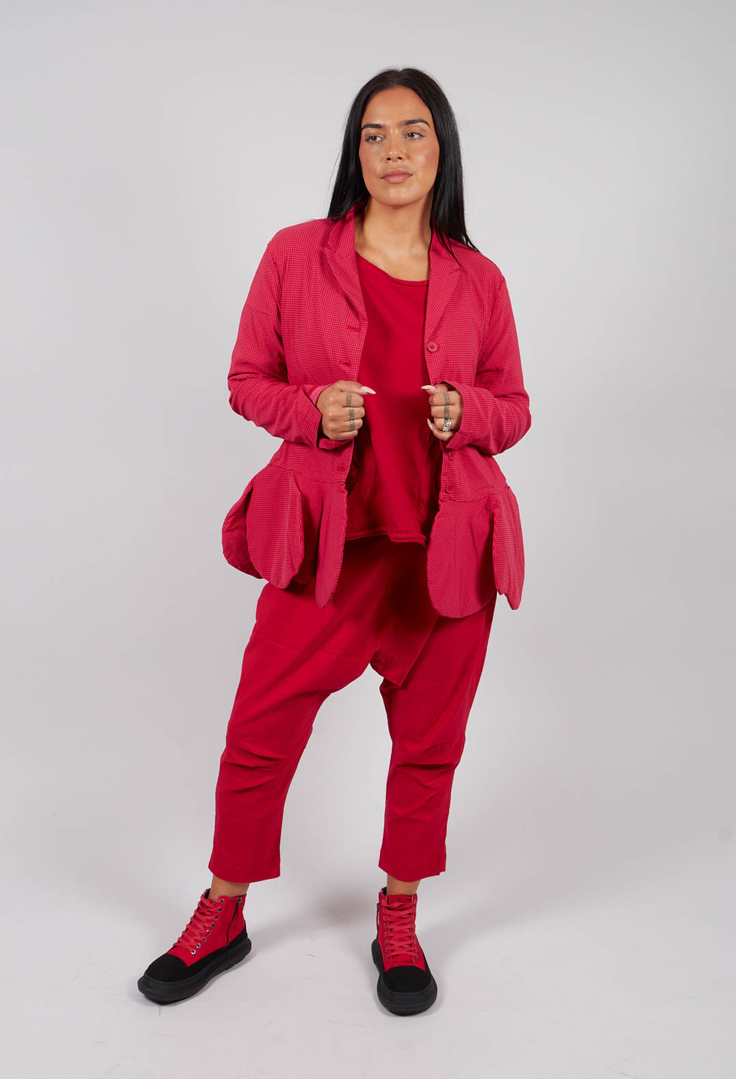 Peplum Hem Jacket in Rose Check - 3441127