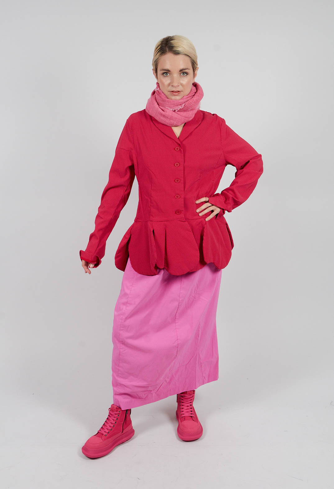 Peplum Hem Jacket in Rose Check - 3441127