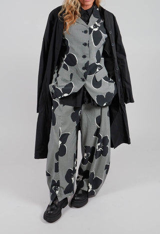 Pull On Balloon Leg Trousers in Black Off White Print - 3440110