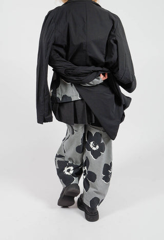 Pull On Balloon Leg Trousers in Black Off White Print - 3440110