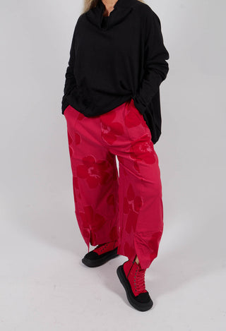 Pull On Balloon Leg Trousers in Rose Print - 3440110