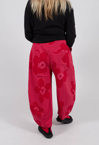 Pull On Balloon Leg Trousers in Rose Print - 3440110