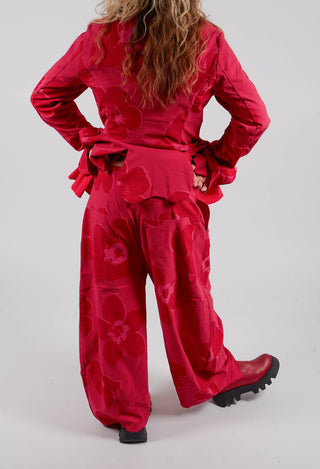 Pull On Balloon Leg Trousers in Rose Print - 3440110