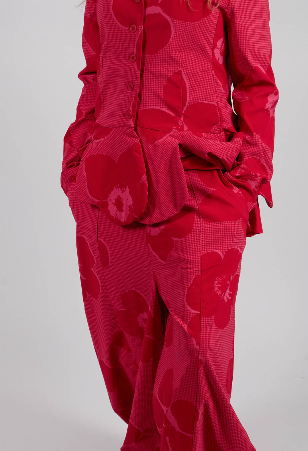 Pull On Balloon Leg Trousers in Rose Print - 3440110