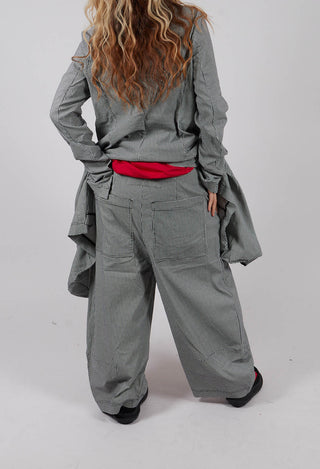 Pull On Balloon Leg Trousers in Black Off White Check - 3440130