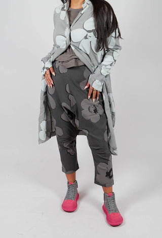 Pull On Drop Crotch Trousers in Black Print - 3440111