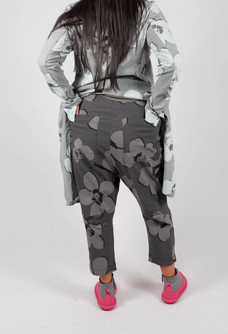 Pull On Drop Crotch Trousers in Black Print - 3440111
