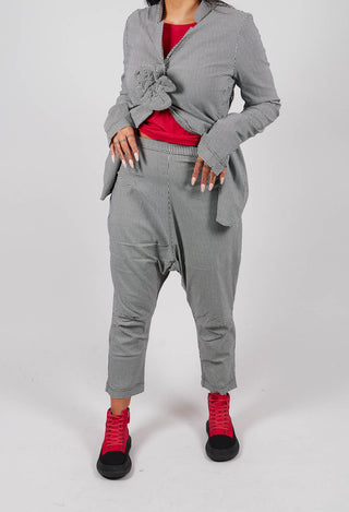 Pull On Drop Crotch Trousers in Black Off White Check - 3440131