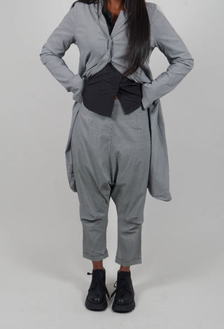 Pull On Drop Crotch Trousers in Black Off White Check - 3440131
