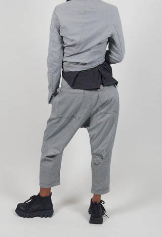 Pull On Drop Crotch Trousers in Black Off White Check - 3440131