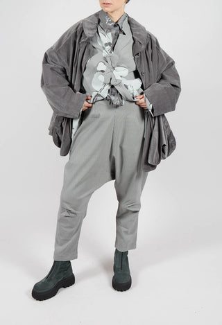 Pull On Drop Crotch Trousers in Dark Grey Check - 3440131