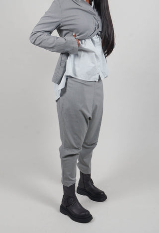 Pull On Drop Crotch Trousers in Dark Grey Check - 3440131