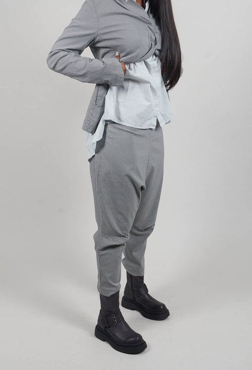 Pull On Drop Crotch Trousers in Dark Grey Check - 3440131