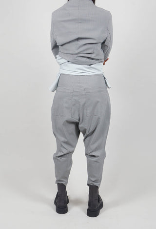 Pull On Drop Crotch Trousers in Dark Grey Check - 3440131