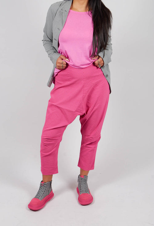 Pull On Drop Crotch Trousers in Lotus Check - 3440131