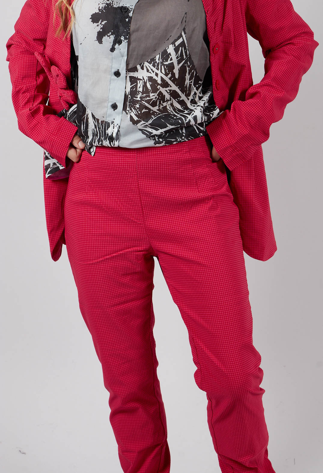 Pull On Skinny Fit Trousers in Rose Check - 3440132