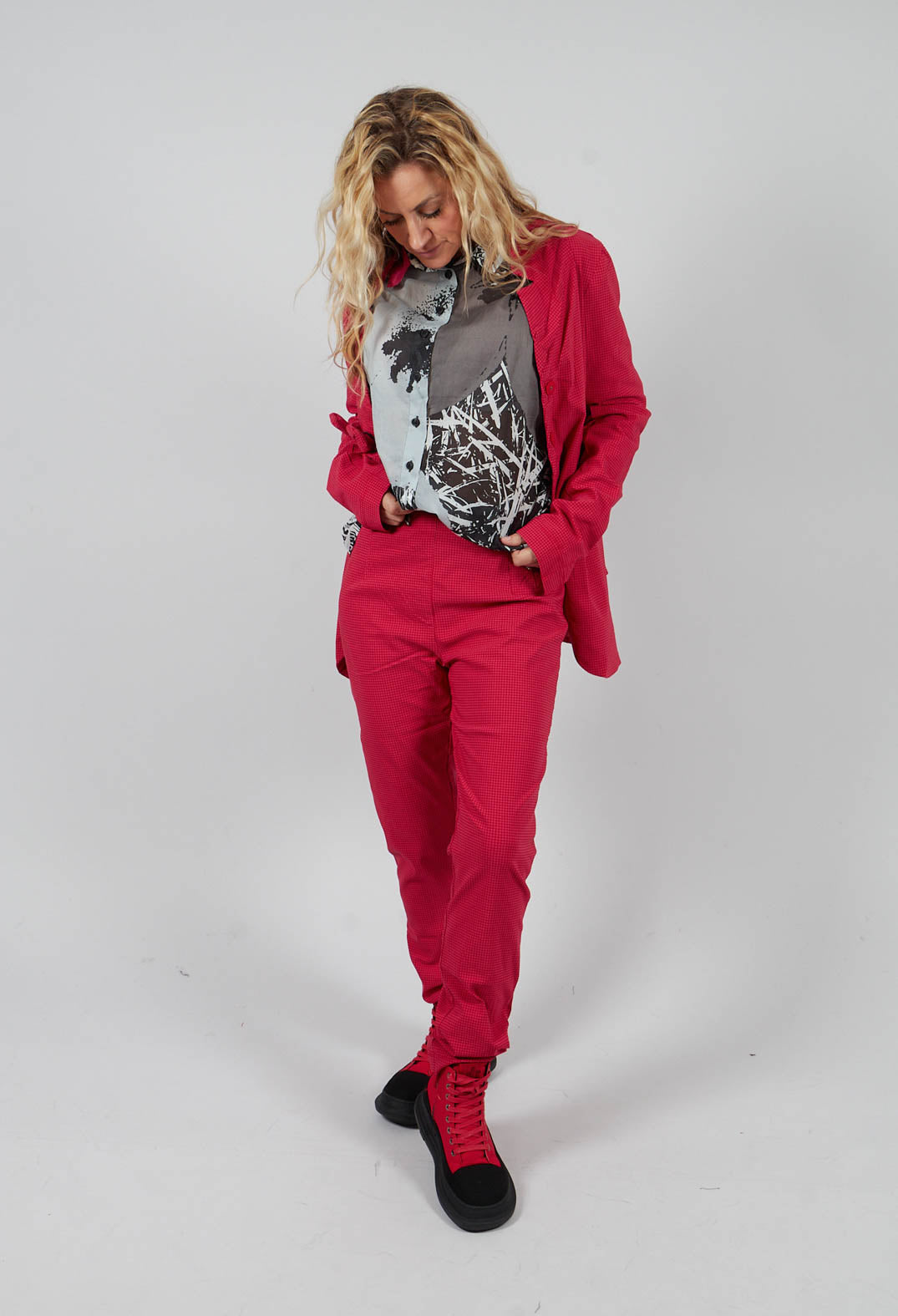 Pull On Skinny Fit Trousers in Rose Check - 3440132