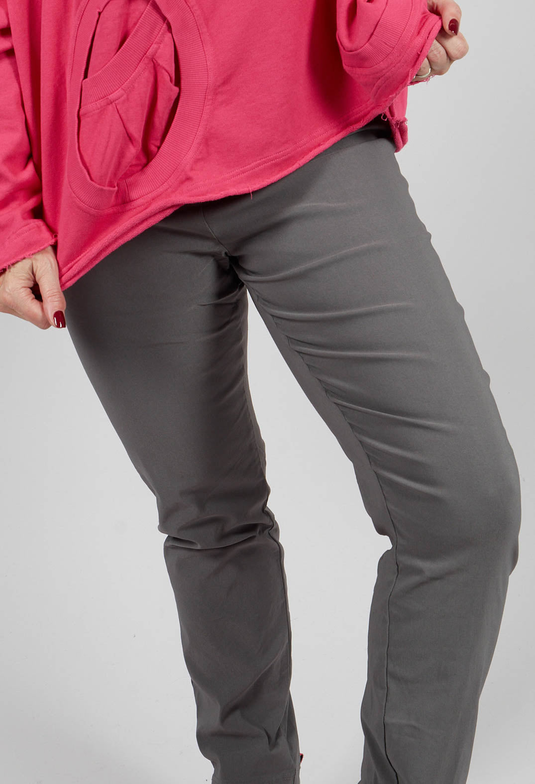 Pull On Skinny Fit Trousers in Dark Grey - 3440152