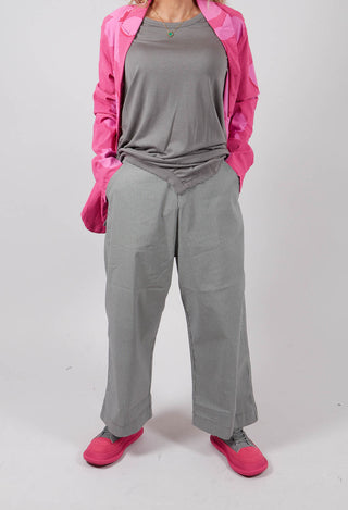 Pull On Cropped Trousers in Dark Grey Check - 3440133