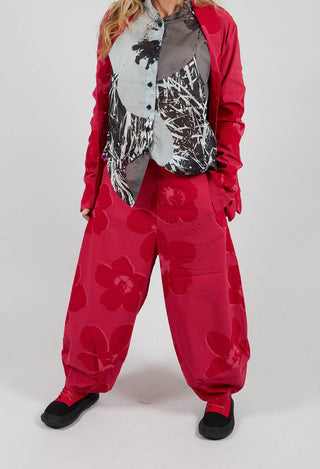 Pull On Tulip Leg Trousers in Rose Print - 3440116