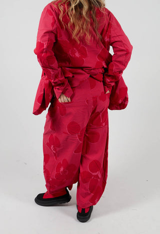 Pull On Tulip Leg Trousers in Rose Print - 3440116