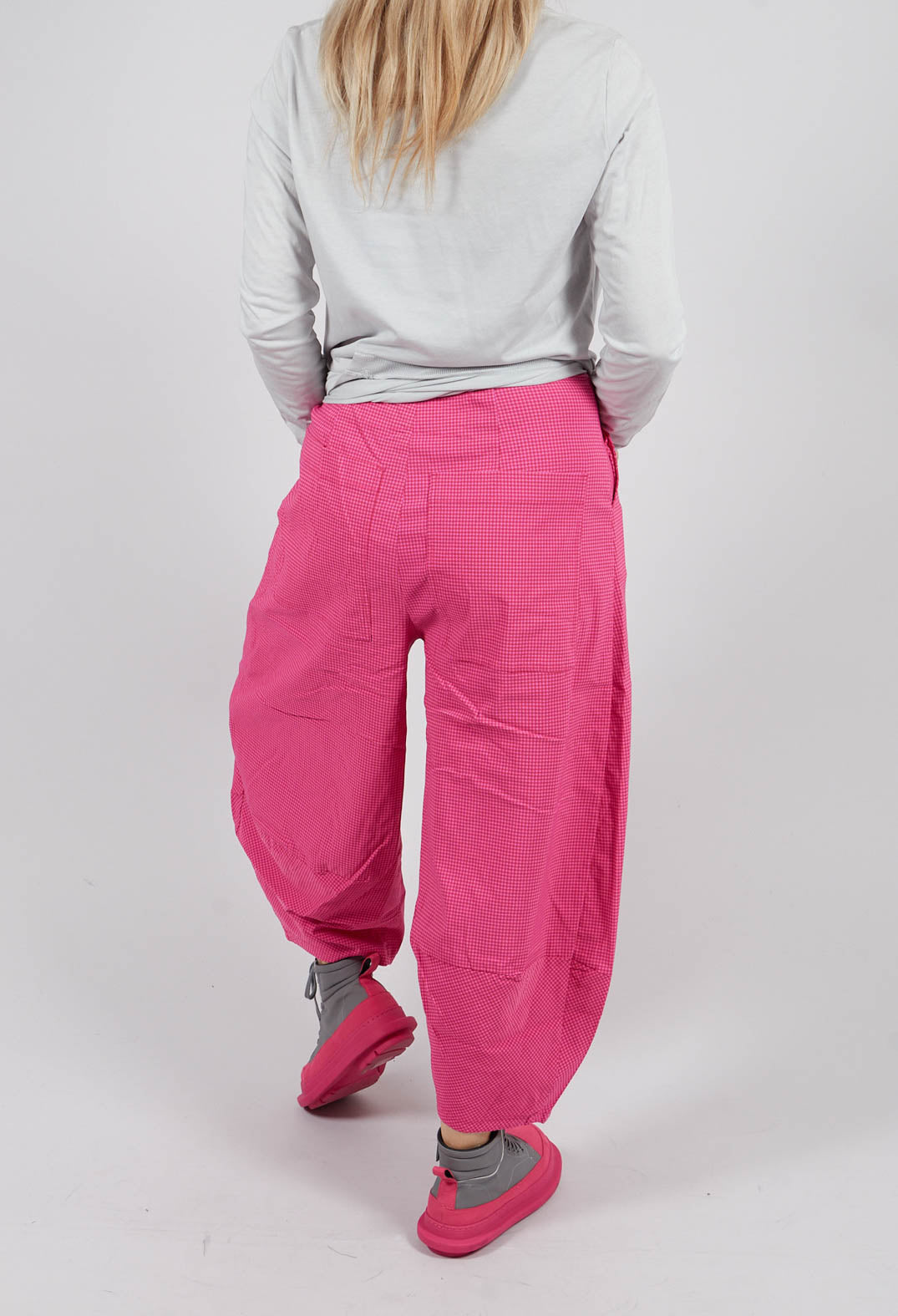 Pull On Tulip Leg Trousers in Rose Check - 3440136