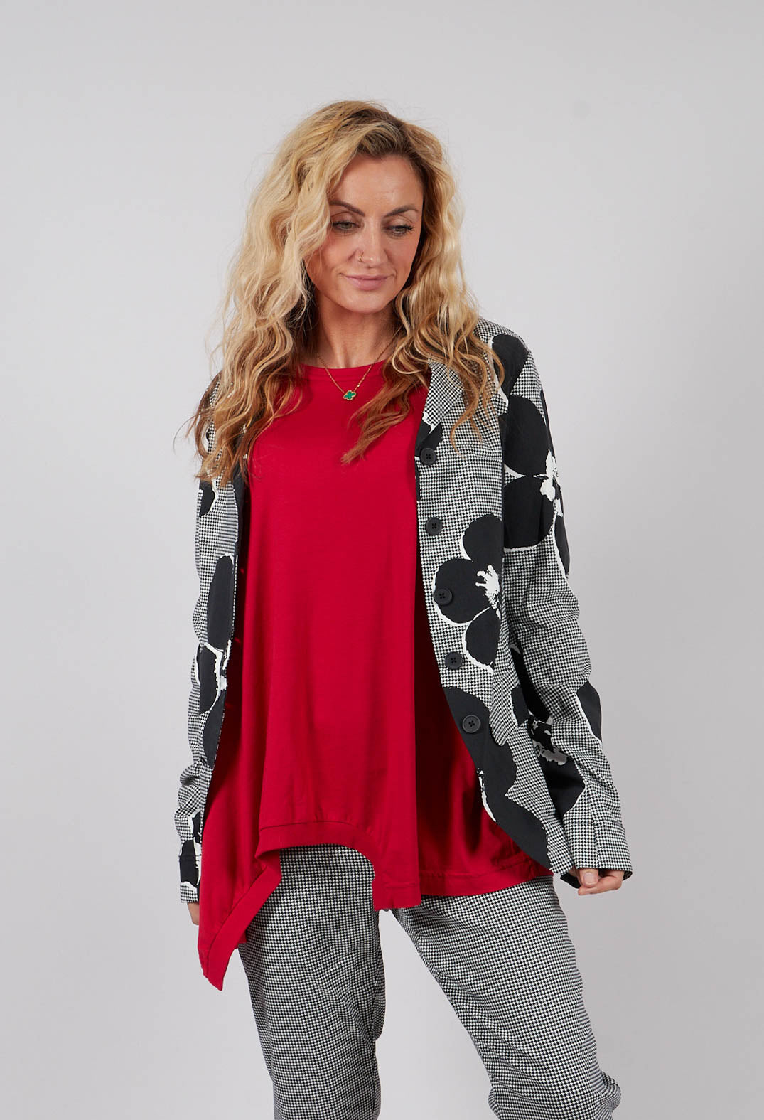 Tailored Jacket in Black Off White Print - 3441117