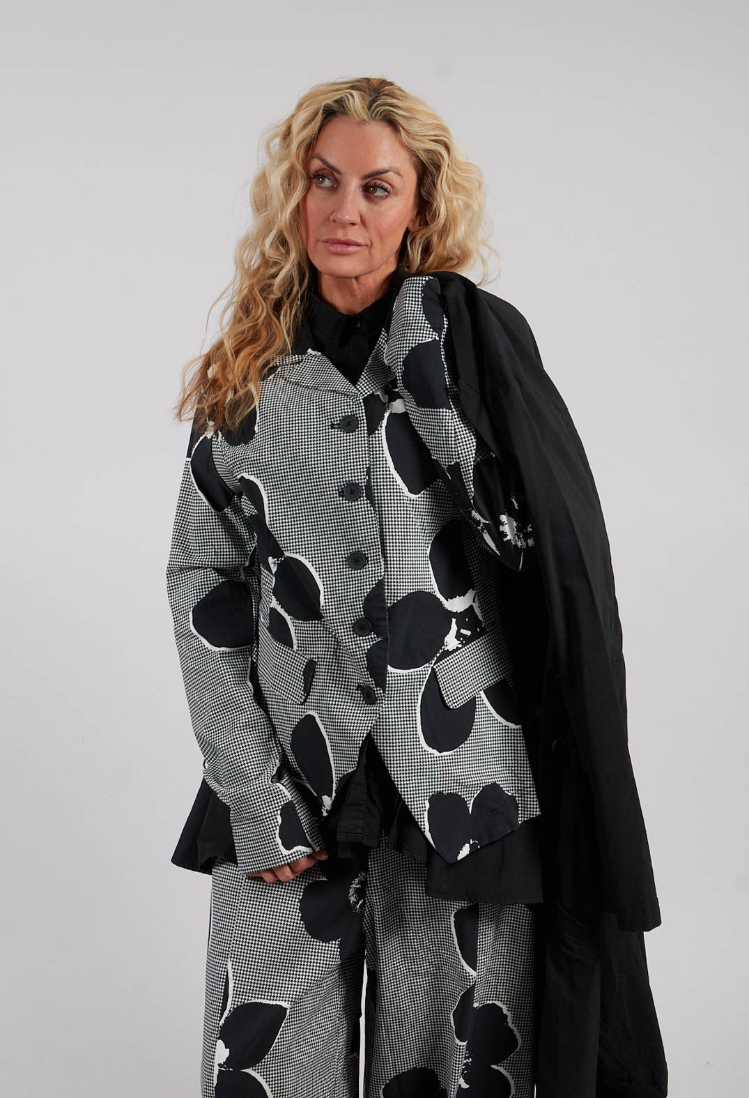 Tailored Jacket in Black Off White Print - 3441117