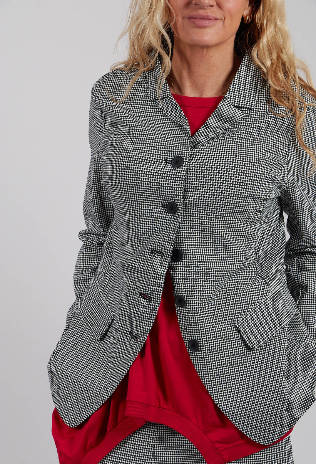 Tailored Jacket in Black Off White Check - 3441137