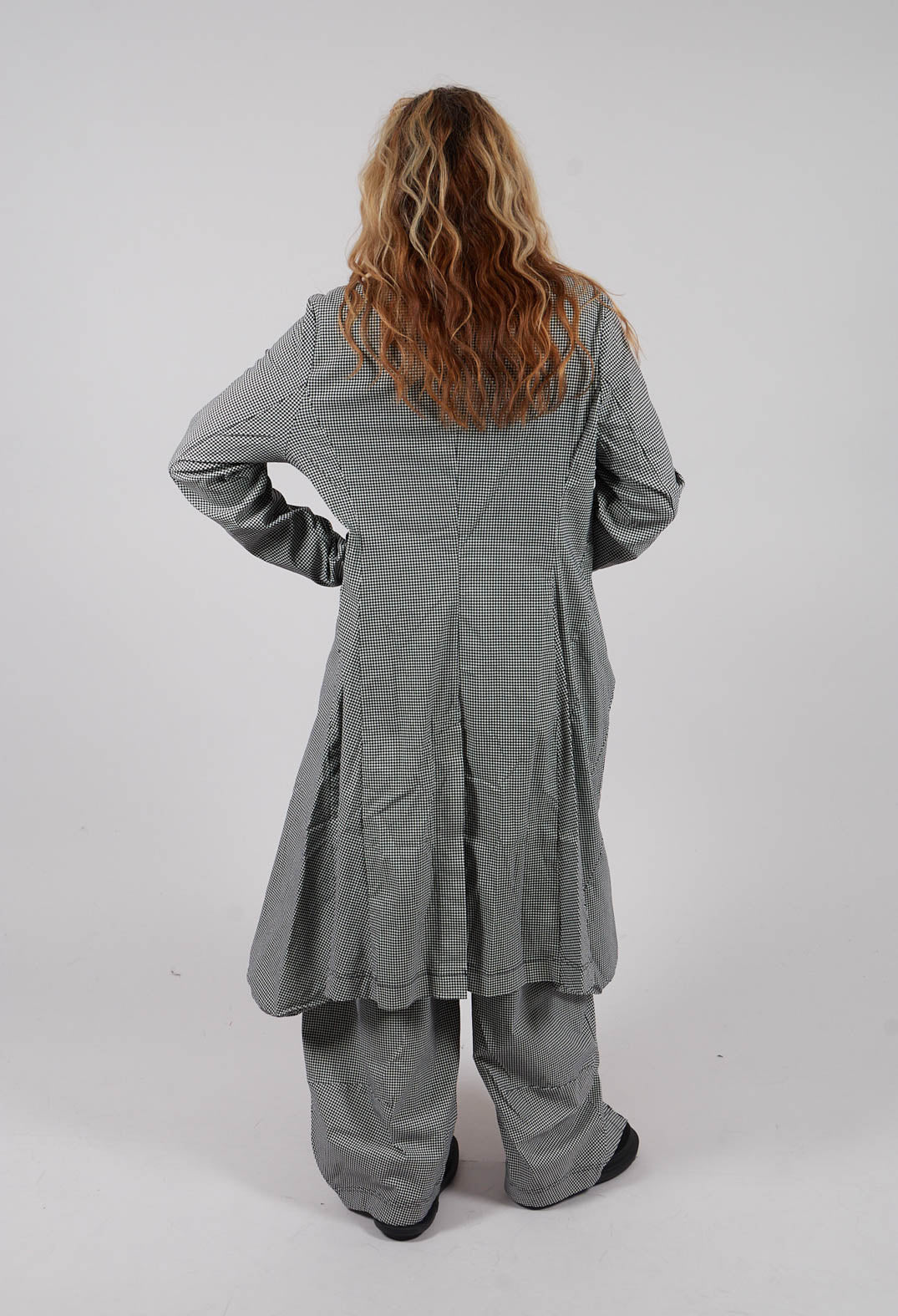 Fitted Coat in Black Off White Check - 3441239