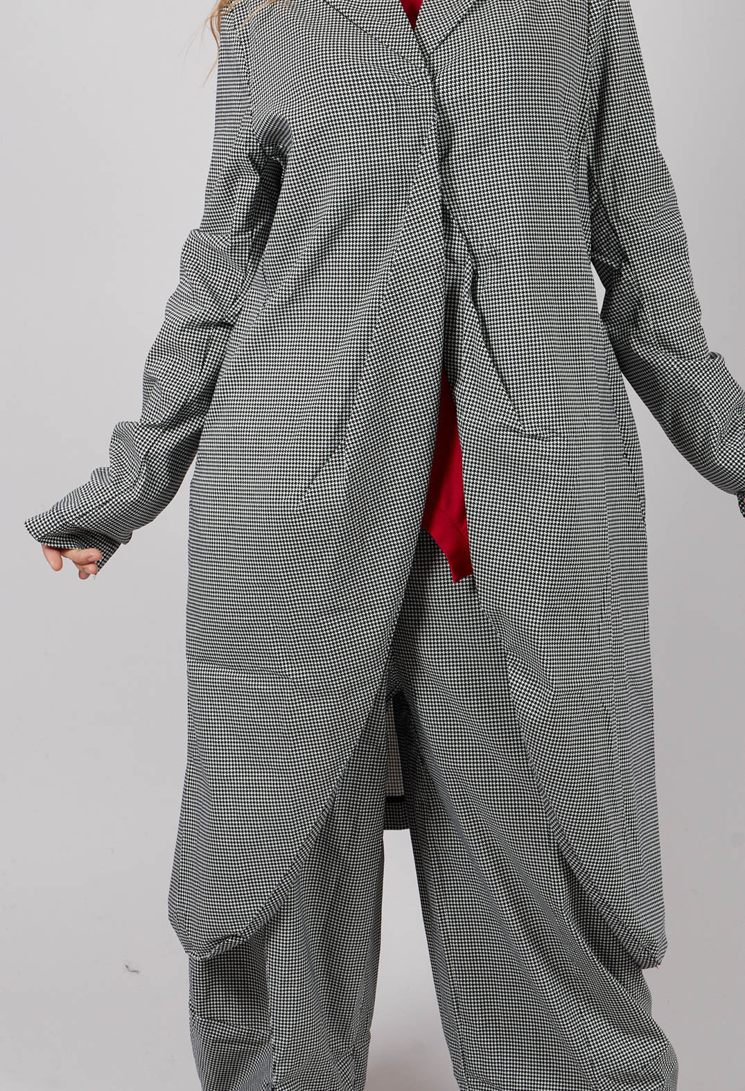 Fitted Coat in Black Off White Check - 3441239