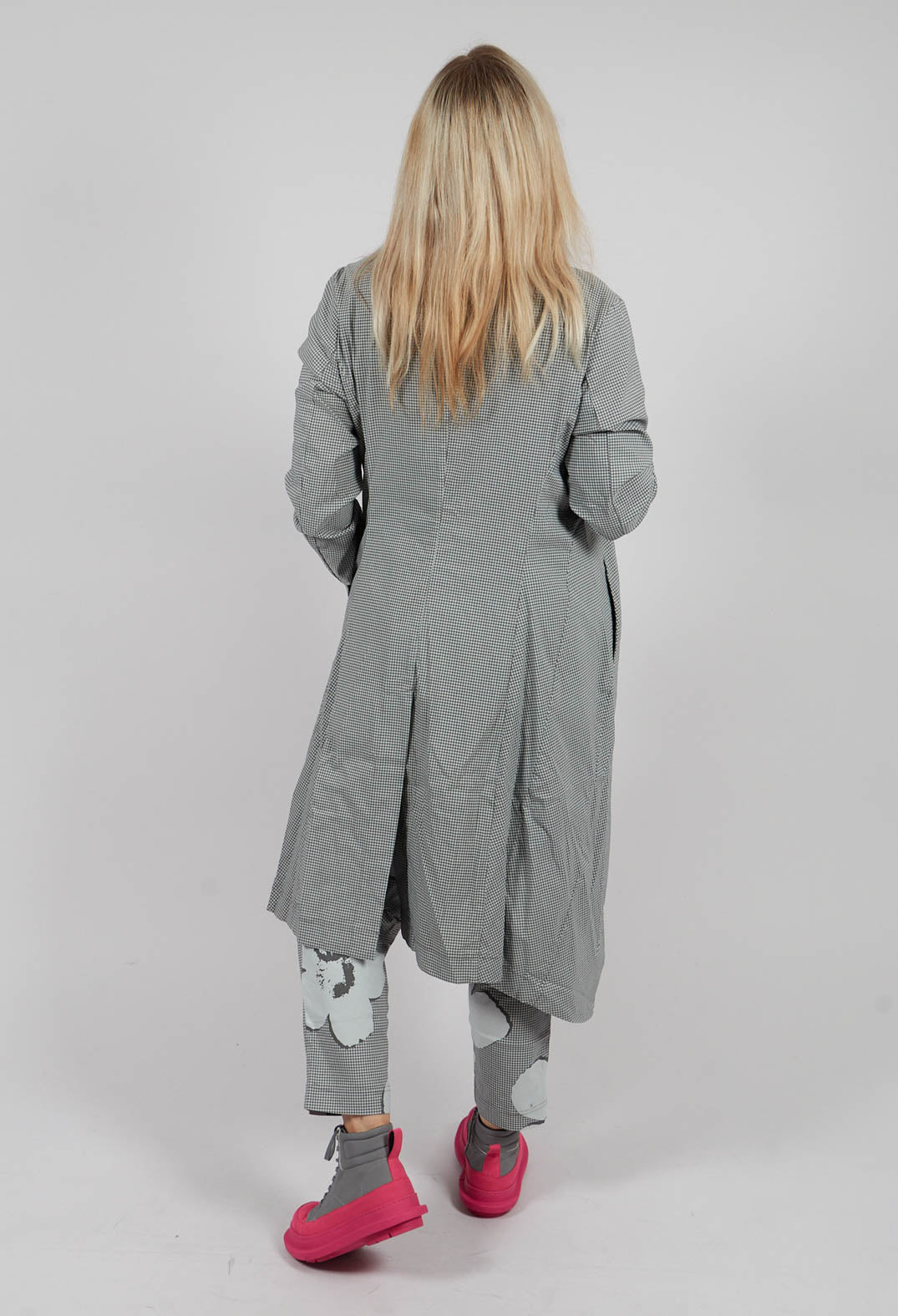 Fitted Coat in Dark Grey Check - 3441239