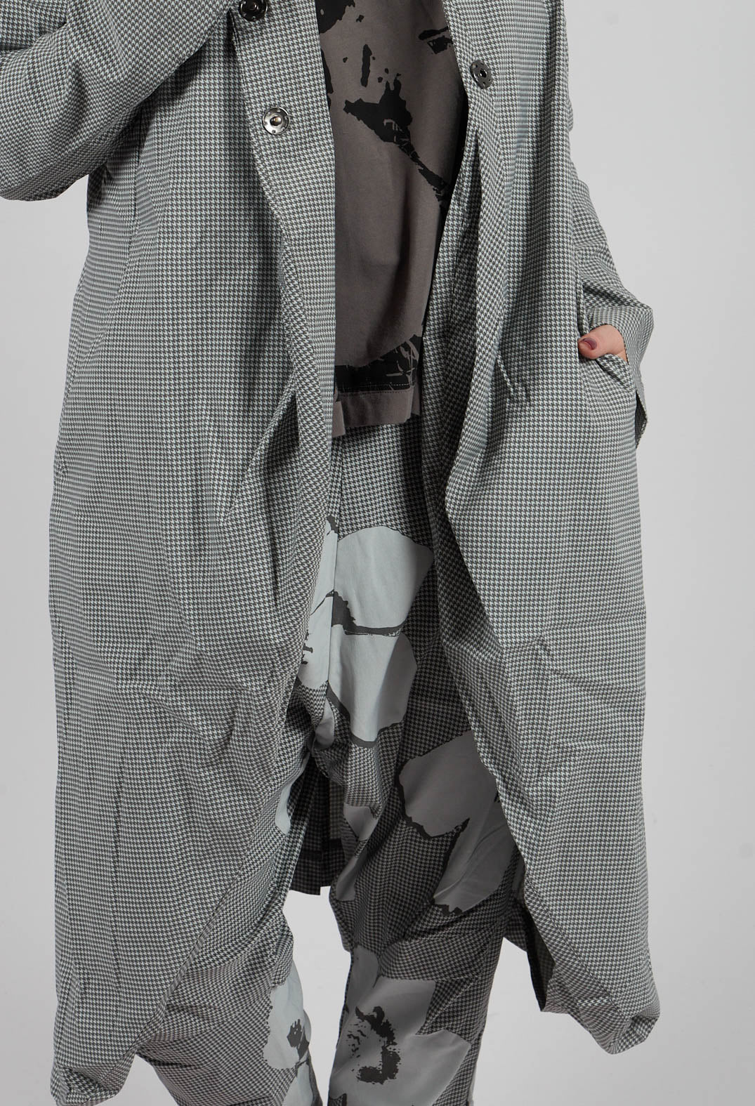 Fitted Coat in Dark Grey Check - 3441239