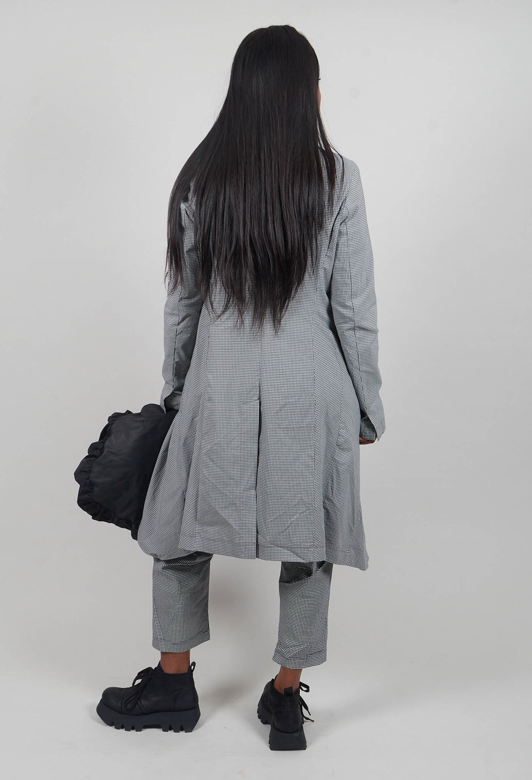 Fitted Coat in Dark Grey Check - 3441239