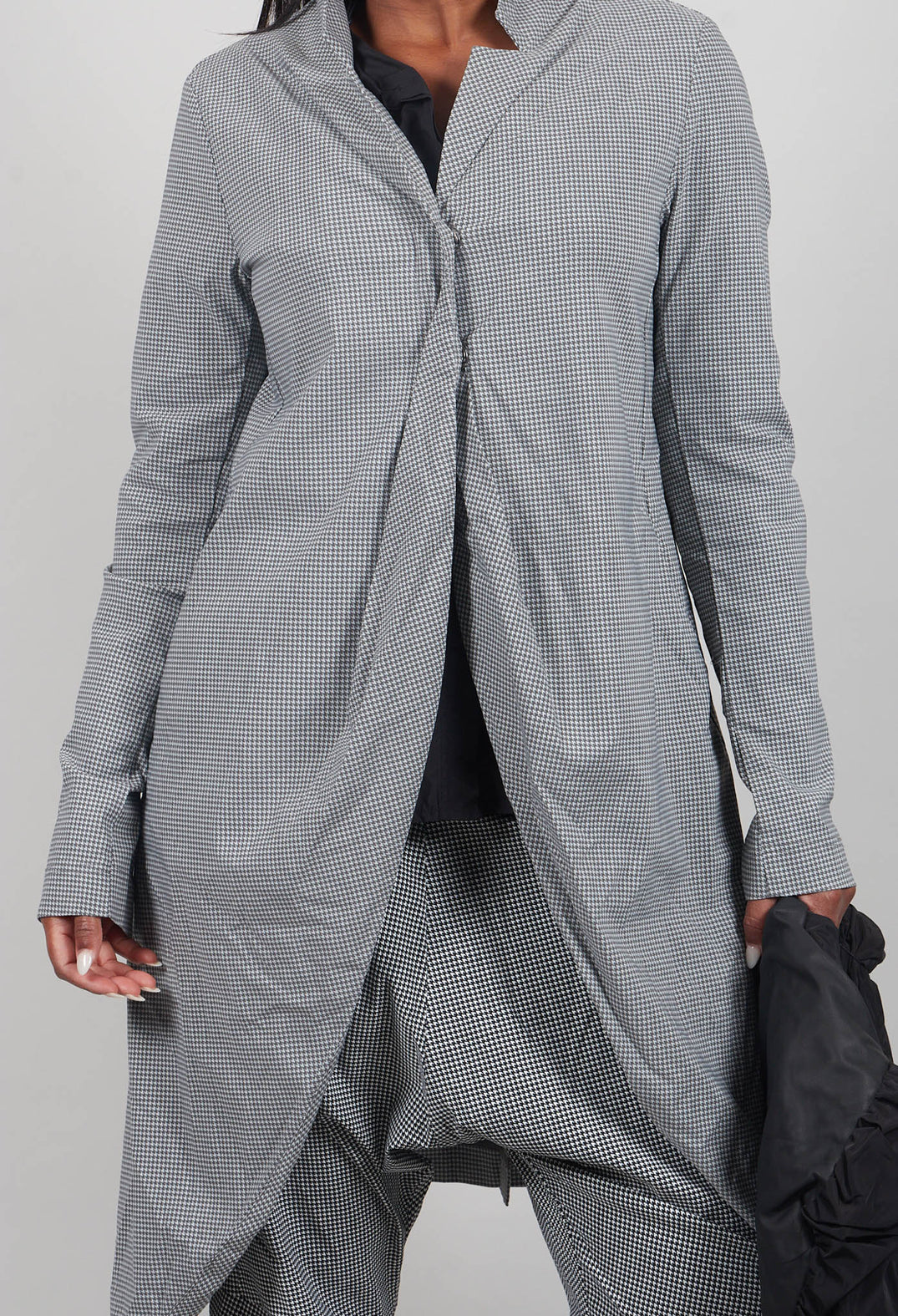 Fitted Coat in Dark Grey Check - 3441239