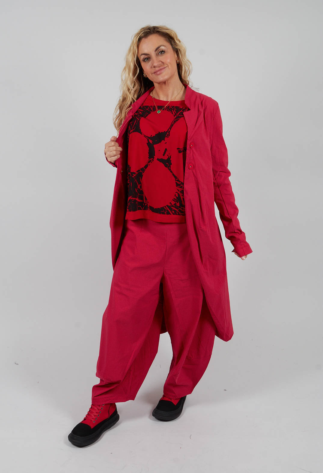 Fitted Coat in Rose Check - 3441239
