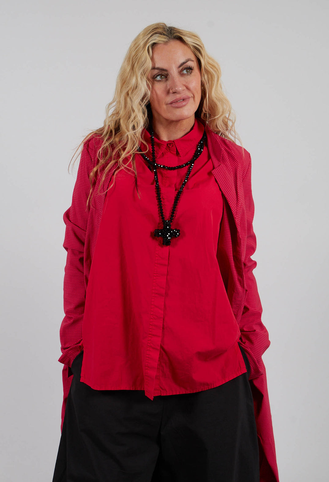 Fitted Coat in Rose Check - 3441239
