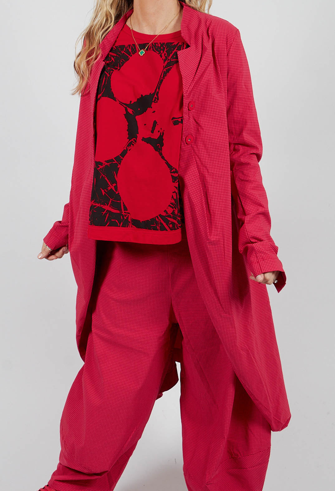 Fitted Coat in Rose Check - 3441239