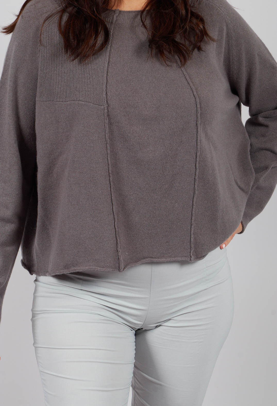 Jumper with Exposed Seams in Dark Grey - 3450701