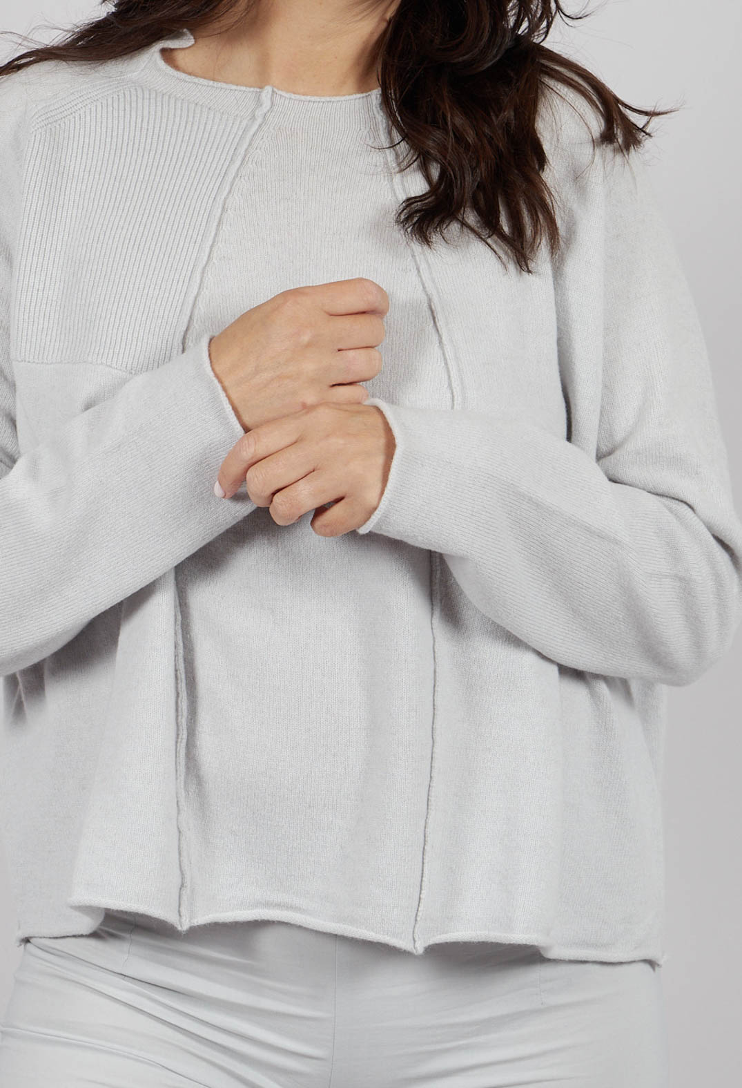 Jumper with Exposed Seams in Light Grey - 3450701