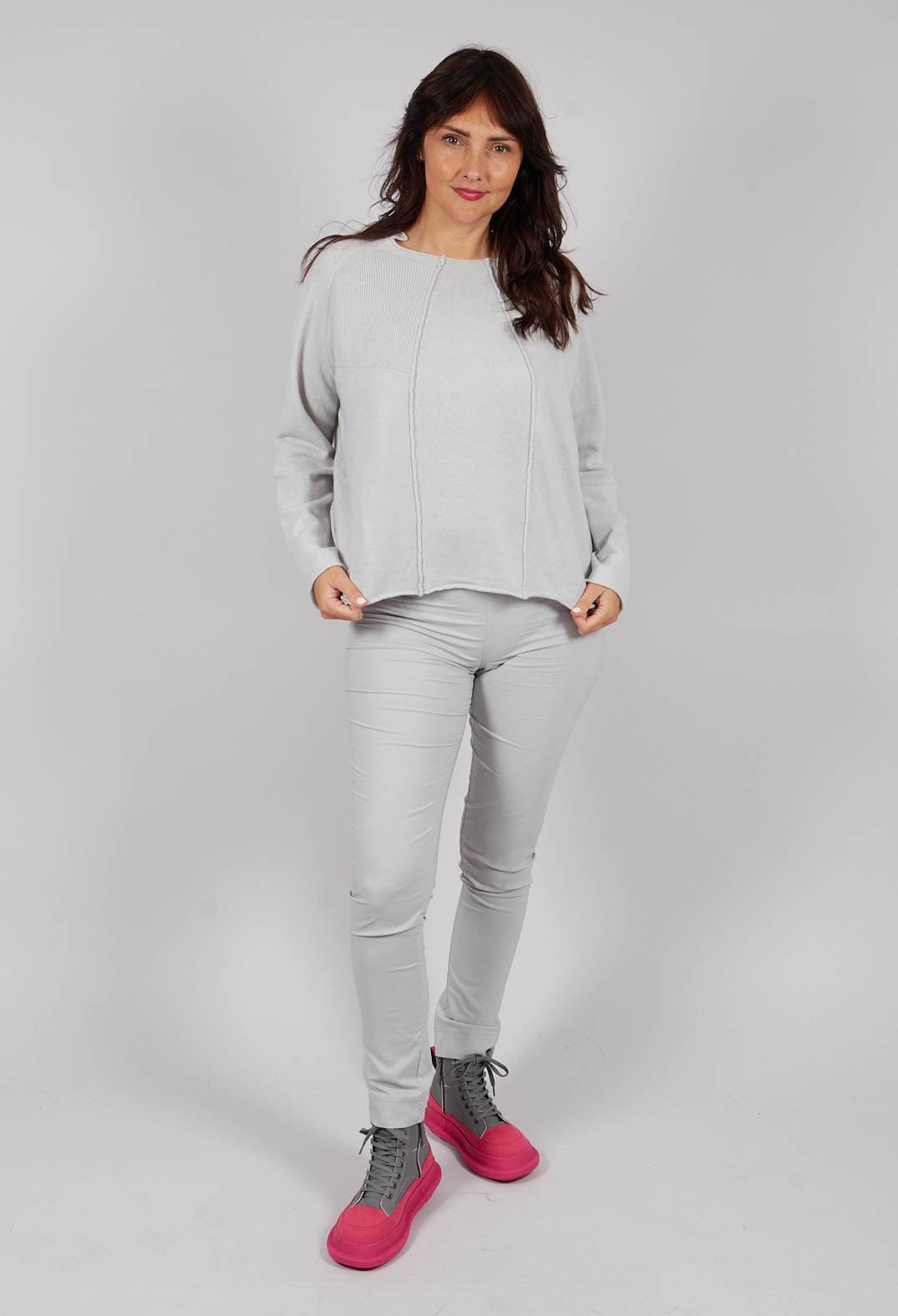Jumper with Exposed Seams in Light Grey - 3450701