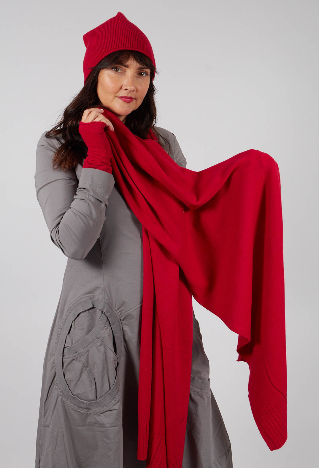 Scarf with Ribbed Detail in Rose - 3457704