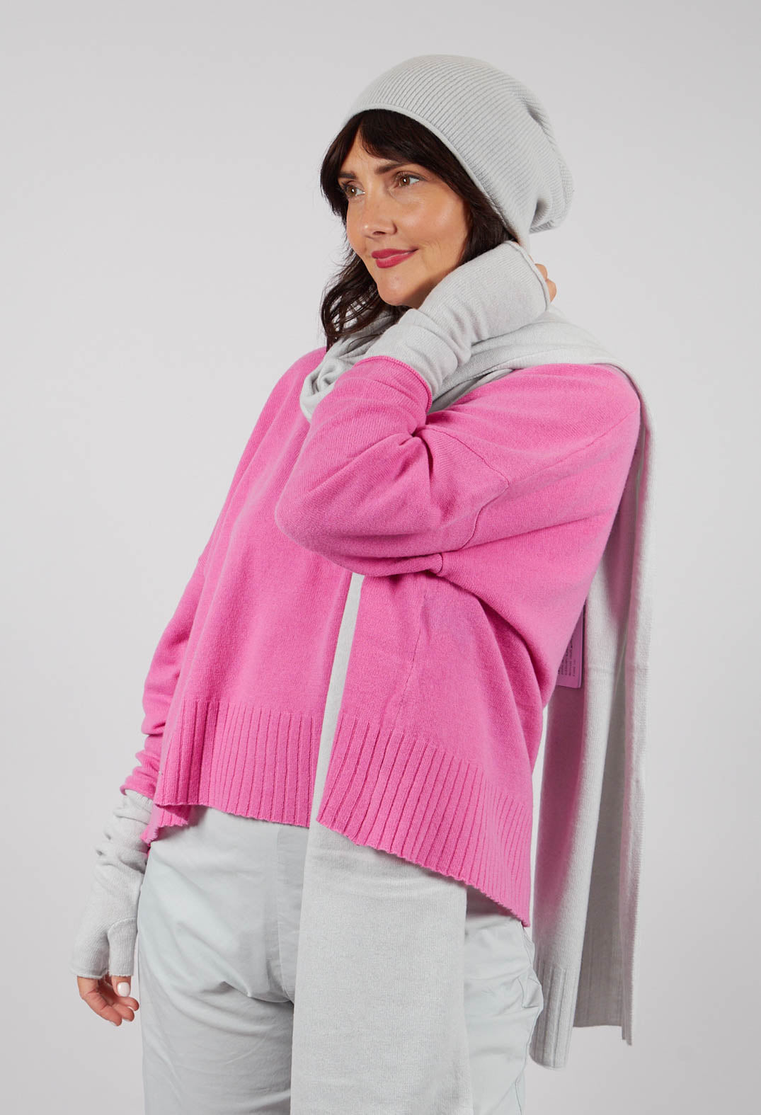 Ribbed Beanie Hat in Light Grey - 3454606