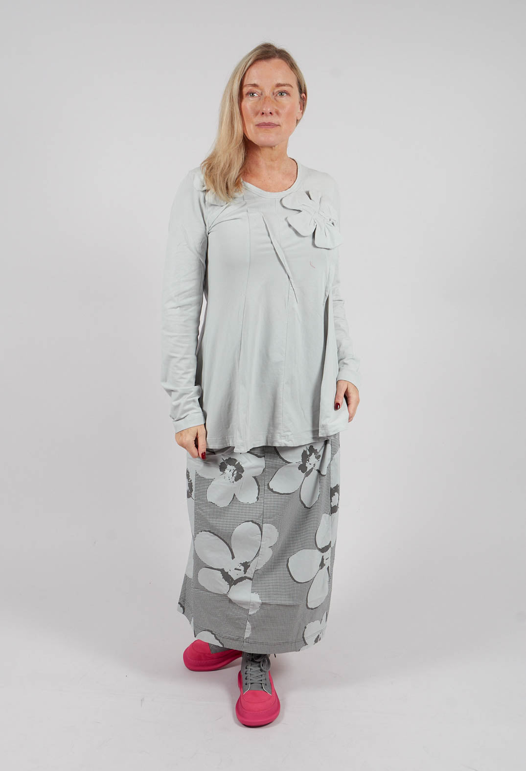 Flared Hem Top in Light Grey - 3470501