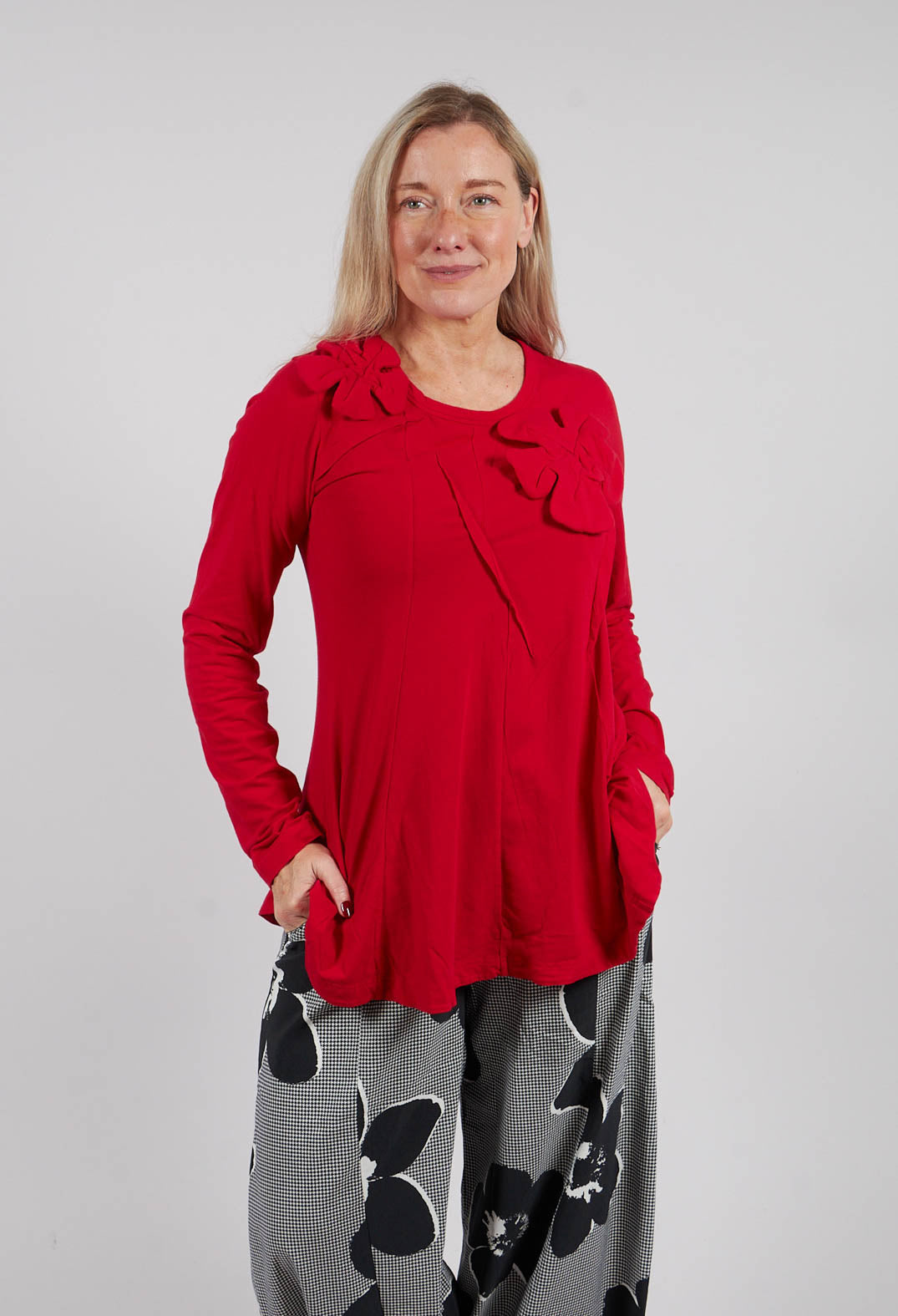 Flared Hem Top in Rose - 3470501