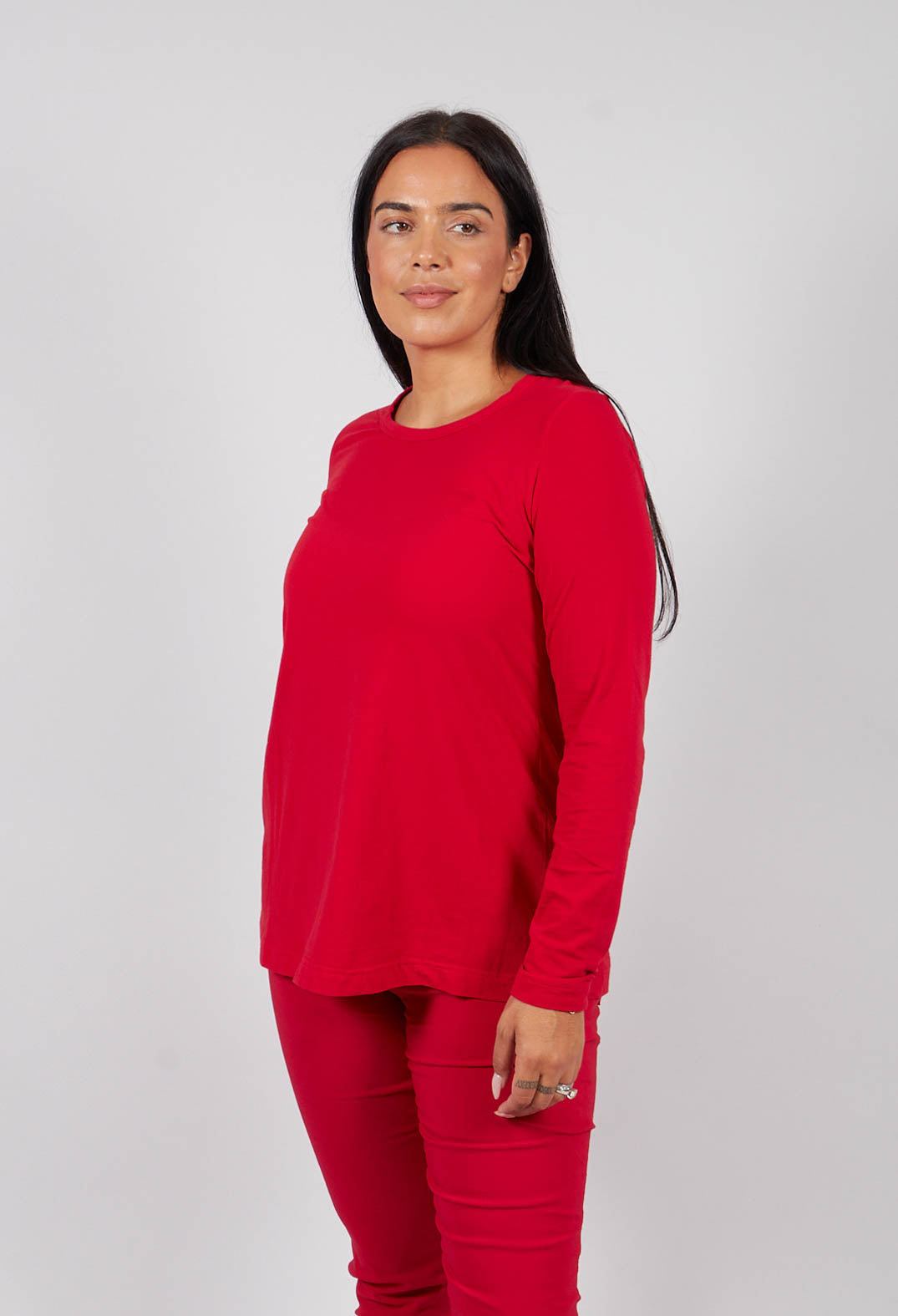 Long Sleeve T-Shirt with Tulip Hem in Rose - 3470509