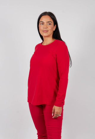 Long Sleeve T-Shirt with Tulip Hem in Rose - 3470509