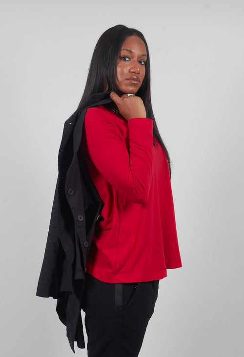 Long Sleeve T-Shirt with Tulip Hem in Rose - 3470509