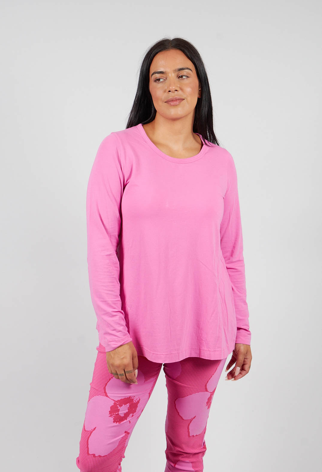 Long Sleeve T-Shirt with Tulip Hem in Lily - 3470509