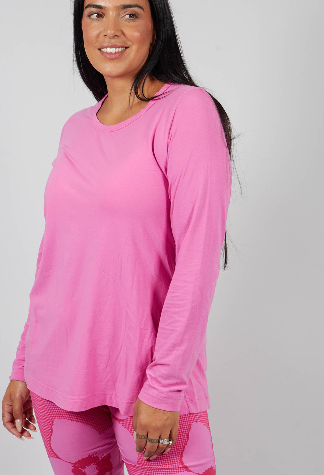 Long Sleeve T-Shirt with Tulip Hem in Lily - 3470509